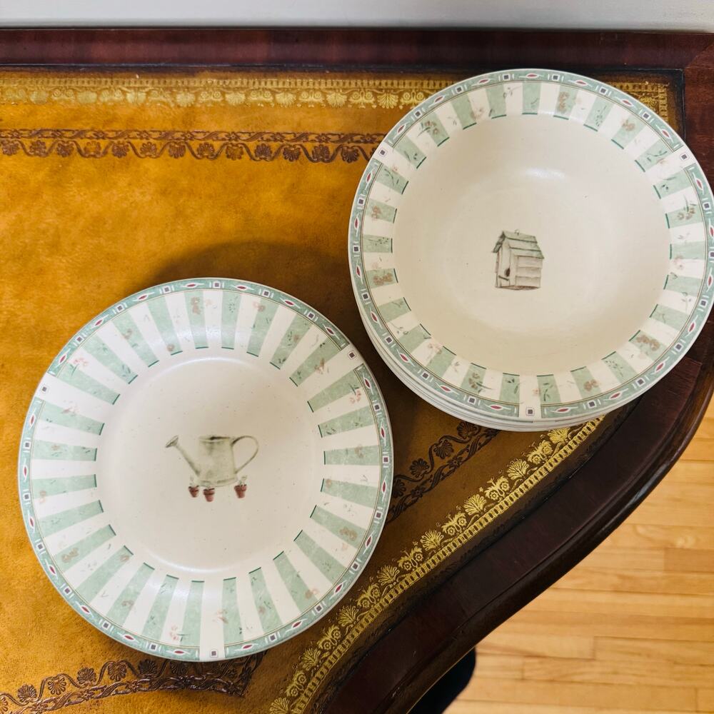 Pfaltzgraff Naturewood 5 Large Salad Soup Pasta Bowls & 5 Salad Lunch Plates